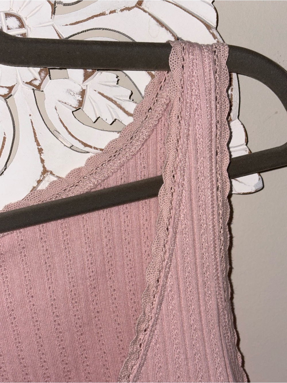 Universal Thread Pink Ribbed Lace-Trim Button Tank - Picture 5 of 11